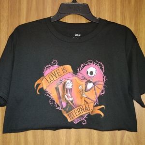 Self Cut Jack And Sally Crop Tee